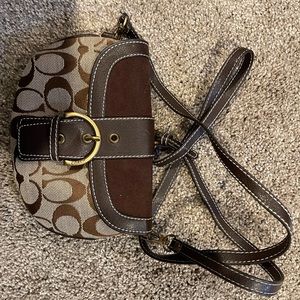 coach chaise pansy print leather crossbody